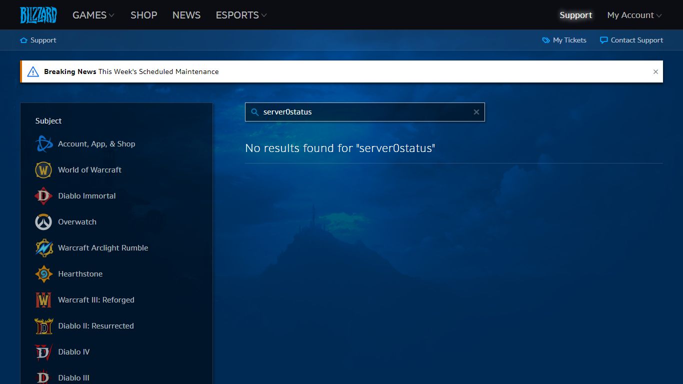Search: server status - Blizzard Support - Battle.net